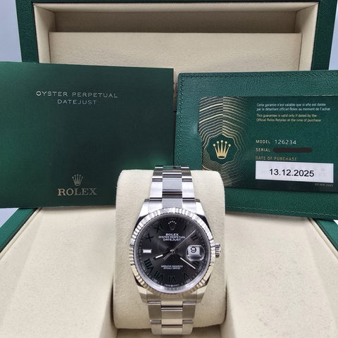 2025 PAPERS Rolex Datejust 36mm Wimbledon Dial Fluted Oyster 126234 BOX