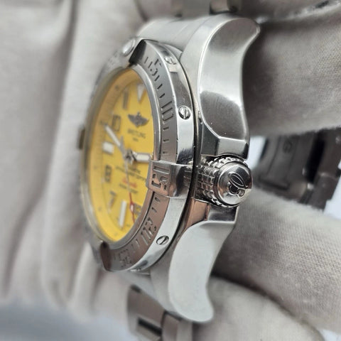 2017 PAPERS Breitling Avenger II Seawolf A173311 Yellow Dial 44mm Watch BOX