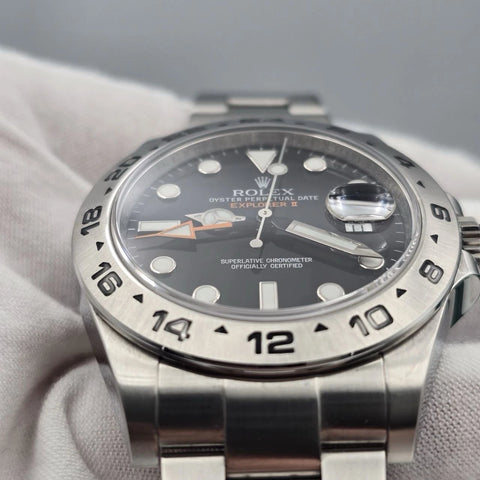 PAPERS 2015 Rolex Explorer II Black Orange Steel 42mm Watch 216570 BOX