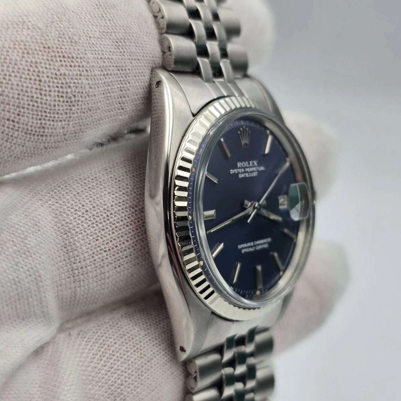 Rolex Datejust 1601 Stainless Steel Factory BLUE Dial Jubilee 36mm Watch
