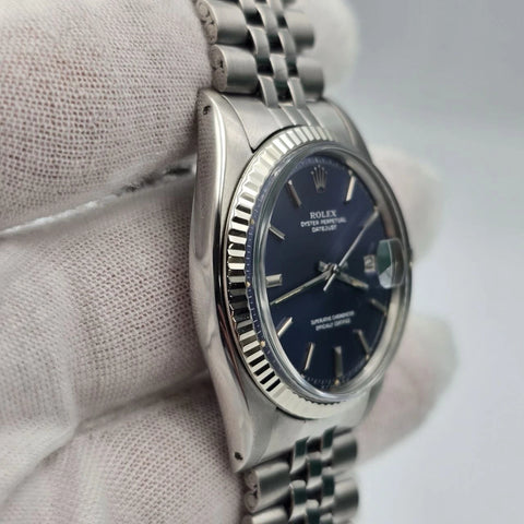 Rolex Datejust 1601 Stainless Steel Factory BLUE Dial Jubilee 36mm Watch