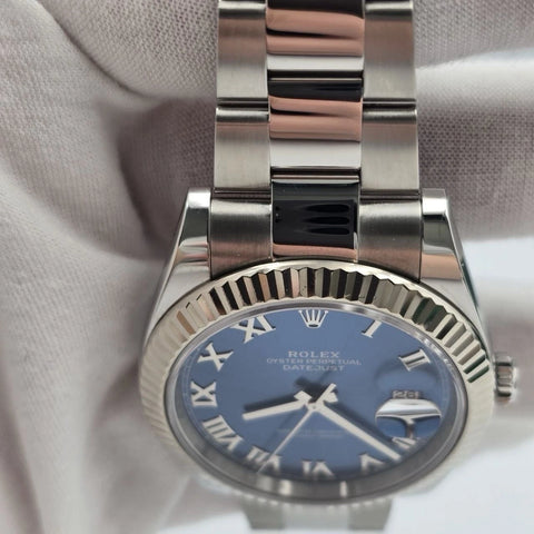 2023 PAPERS Rolex Datejust 41mm 126334 Steel Oyster Blue Roman Dial BOX