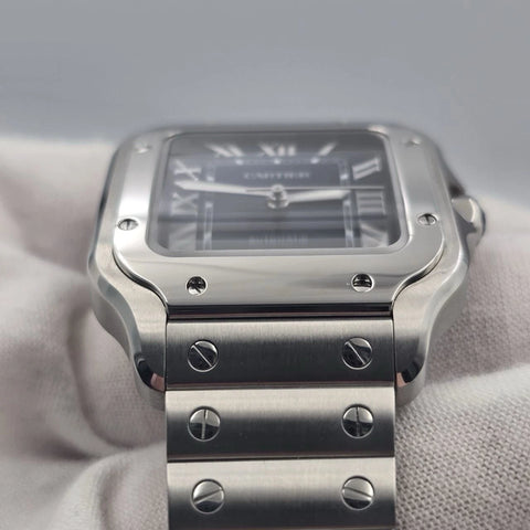 2025 PAPERS Cartier Santos Medium 35.1mm Automatic Steel Blue Dial WSSA0063 BOX