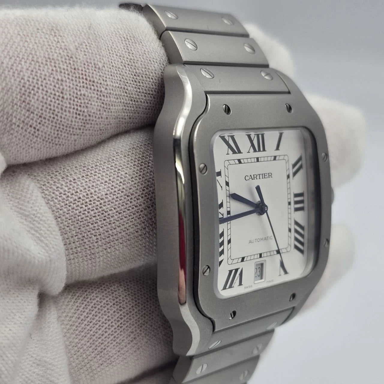 PAPERS 2025 Cartier Santos Steel White Dial 40mm Titanium Watch WSSA0089 BOX