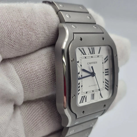 PAPERS 2025 Cartier Santos Steel White Dial 40mm Titanium Watch WSSA0089 BOX