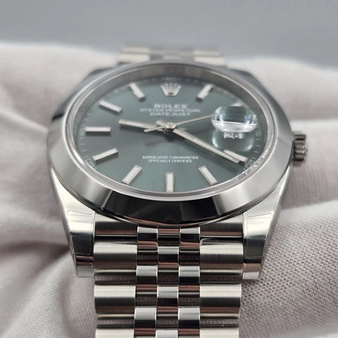 NEW 2026 STICKERED Rolex Datejust 41mm Mint Green Smooth Jubilee 126300