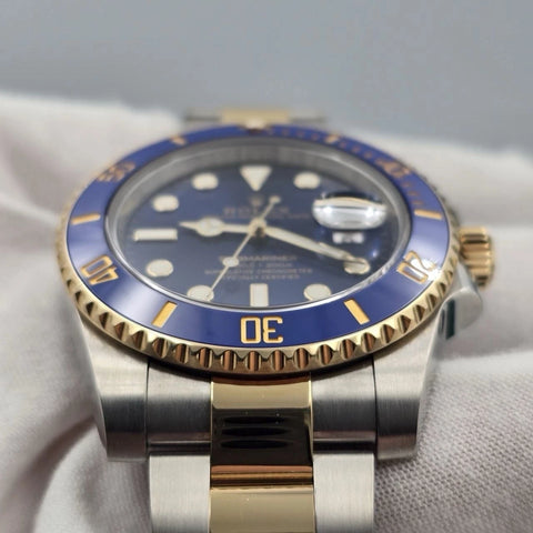 PAPERS 2019 Rolex Submariner Date 116613LB Blue Dial Gold TT 40mm Watch BOX