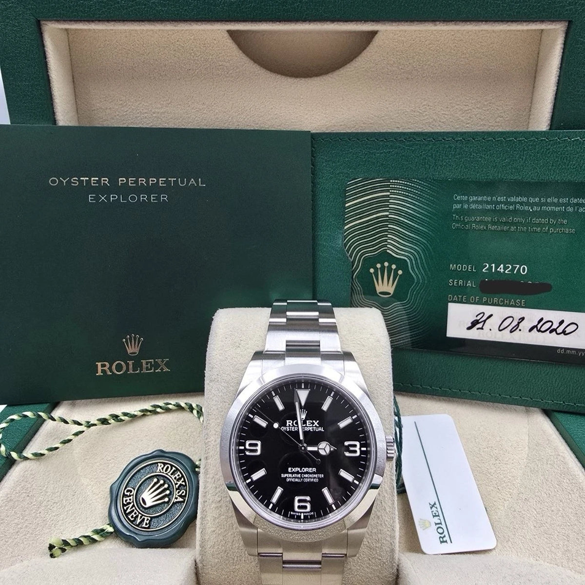 Rolex Explorer I 214270 Black Stainless Steel MK2 39mm Watch