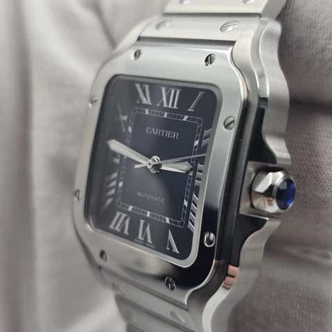 2025 PAPERS Cartier Santos Medium 35.1mm Automatic Steel Blue Dial WSSA0063 BOX