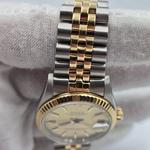 Rolex Datejust Ladies 31mm 18k Two Tone 68243 Champagne Dial Watch