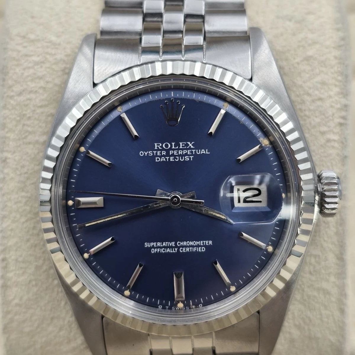 Rolex Datejust 1601 Stainless Steel Factory BLUE Dial Jubilee 36mm Watch