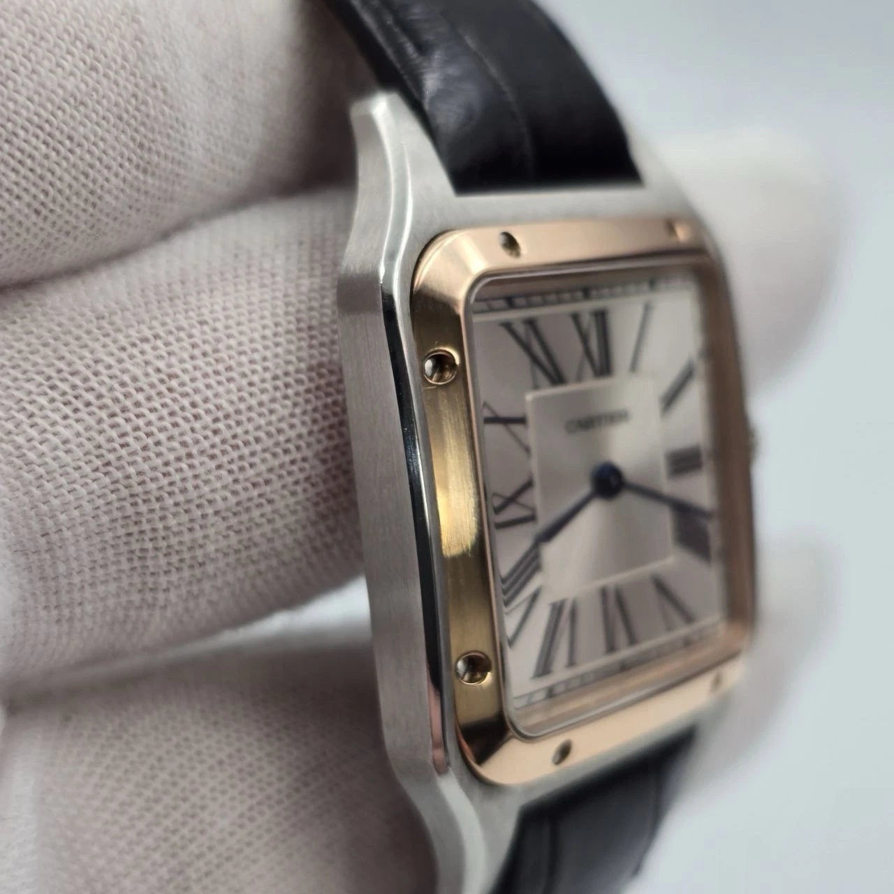 PAPERS Cartier Santos Dumont 31mm Rose Gold Steel White Dial Watch W2SA0011 BOX