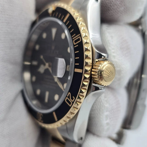 Rolex Submariner Date 16613 Black Dial Gold Buckle Two Tone Gold 40mm Watch