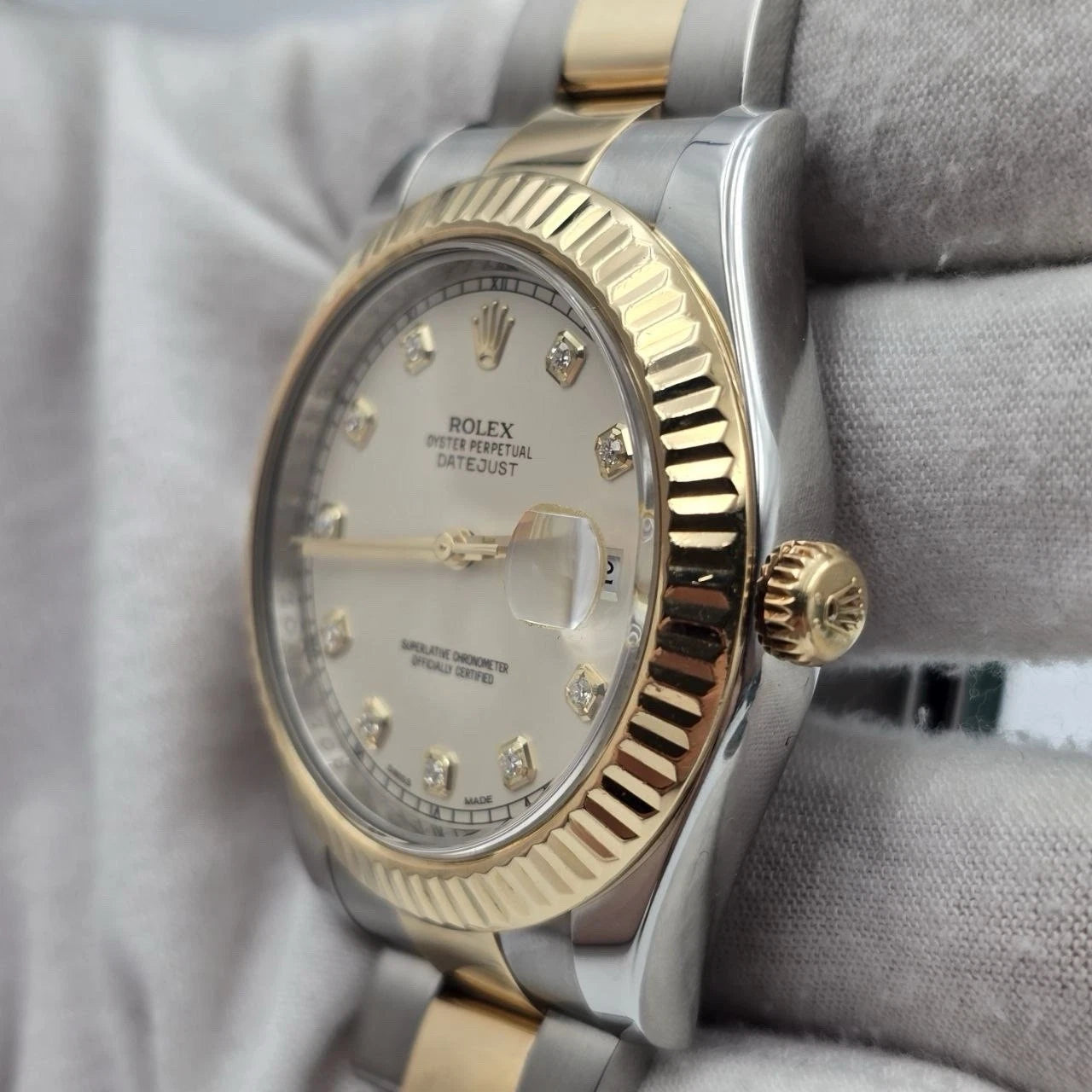 2014 PAPERS Rolex Datejust II Ivory Diamond Dial Oyster 41mm 116333 Watch
