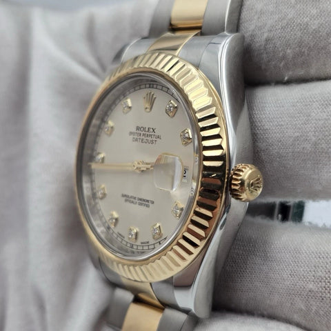 2014 PAPERS Rolex Datejust II Ivory Diamond Dial Oyster 41mm 116333 Watch
