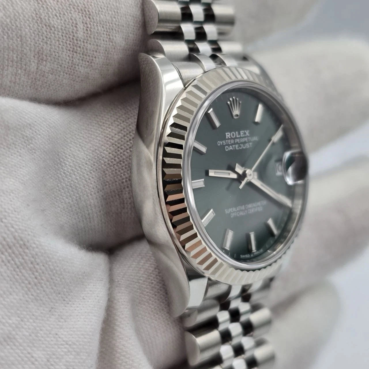 NEW 2025 Rolex Datejust 31mm Mint Green Stainless Steel Jubilee Fluted 278274
