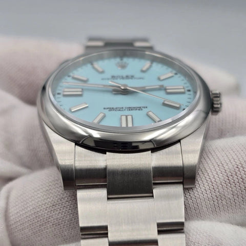 2022 PAPERS Rolex Oyster Perpetual 41mm Turquoise Tiffany Blue Steel 124300 BOX