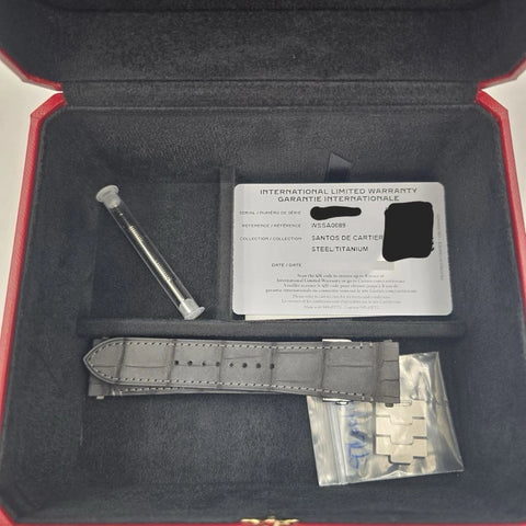 PAPERS 2025 Cartier Santos Steel White Dial 40mm Titanium Watch WSSA0089 BOX