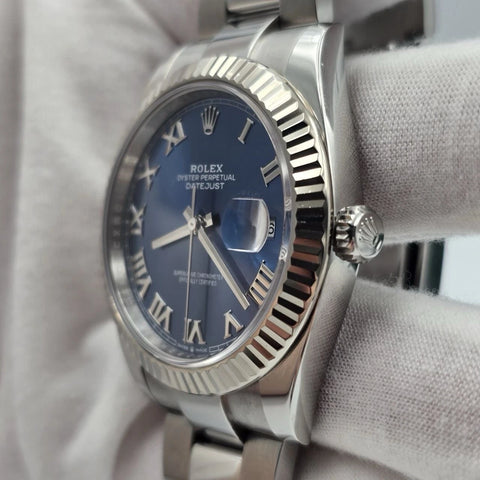 2023 PAPERS Rolex Datejust 41mm 126334 Steel Oyster Blue Roman Dial BOX