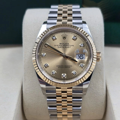 NEW 2026 Rolex Datejust 36mm 18K Two Tone Champagne Diamond Dial Jubilee 126233