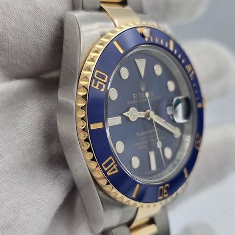 PAPERS 2019 Rolex Submariner Date 116613LB Blue Dial Gold TT 40mm Watch BOX