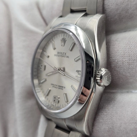2015 PAPERS Rolex Oyster Perpetual 36mm Steel Silver Dial Watch 116000 BOX