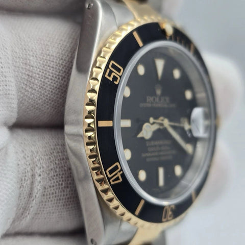 Rolex Submariner Date 16613 Black Dial Gold Buckle Two Tone Gold 40mm Watch