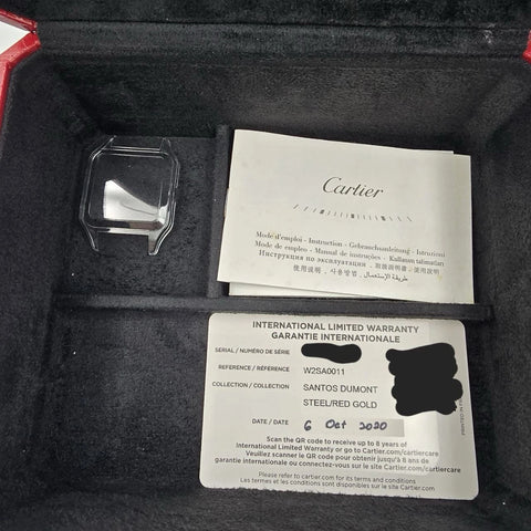 PAPERS Cartier Santos Dumont 31mm Rose Gold Steel White Dial Watch W2SA0011 BOX