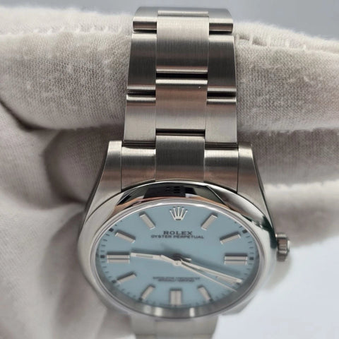 NEW STICKERED 2021 PAPERS Rolex Oyster Perpetual 41mm Tiffany Blue 124300 BOX