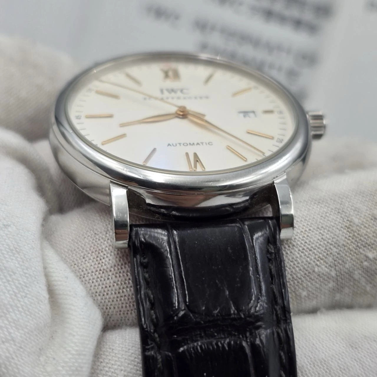 2016 PAPERS IWC Portofino Automatic 40mm IW356517 Stainless Steel White Dial