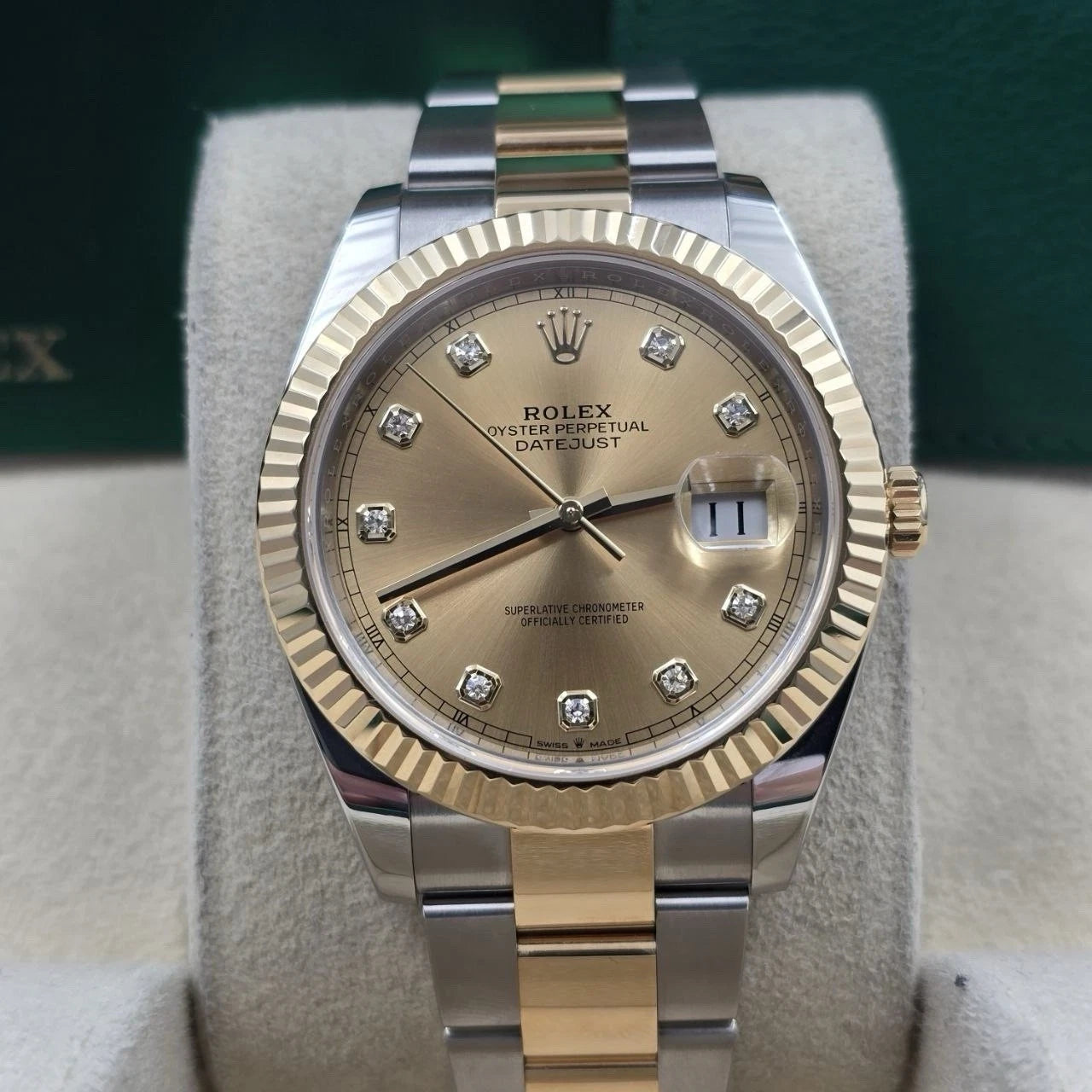 2020 PAPERS Rolex Datejust 41mm Champagne Diamond Dial Oyster 126333 BOX