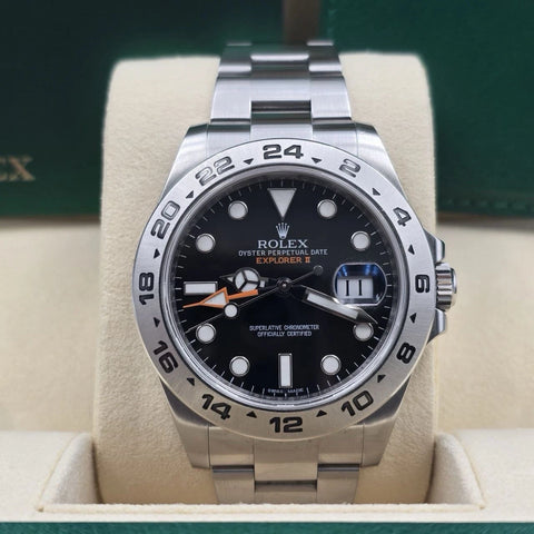 PAPERS 2015 Rolex Explorer II Black Orange Steel 42mm Watch 216570 BOX