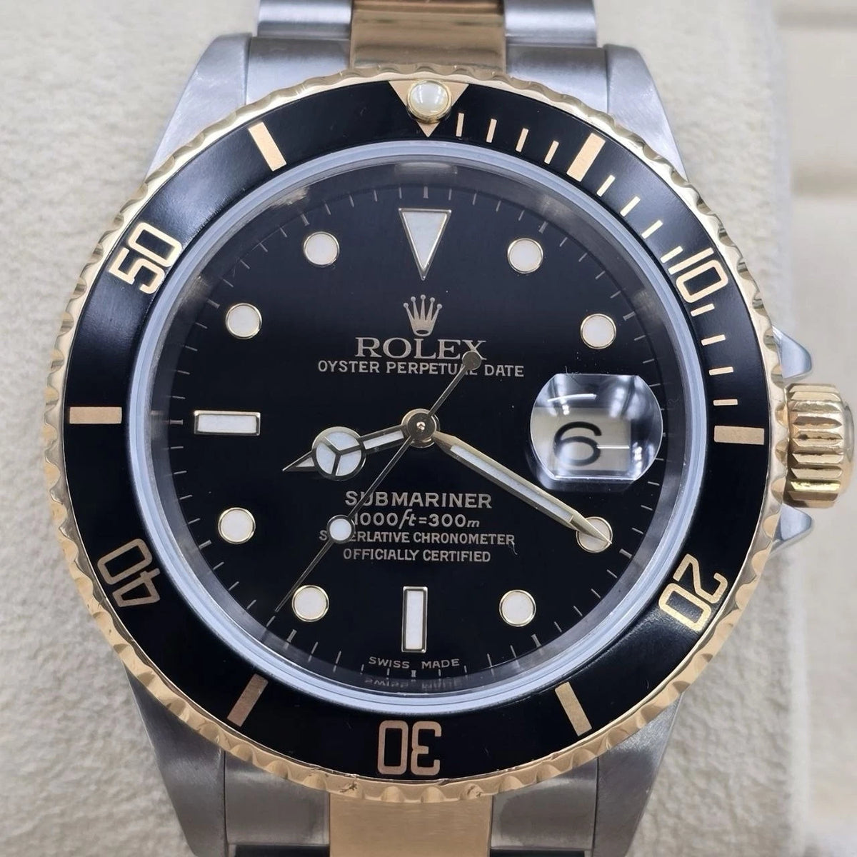 Rolex Submariner Date 16613 Black Dial Gold Buckle Two Tone Gold 40mm Watch