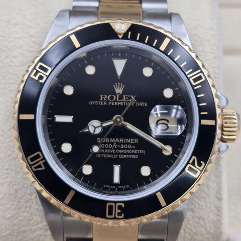 Rolex Submariner Date 16613 Black Dial Gold Buckle Two Tone Gold 40mm Watch