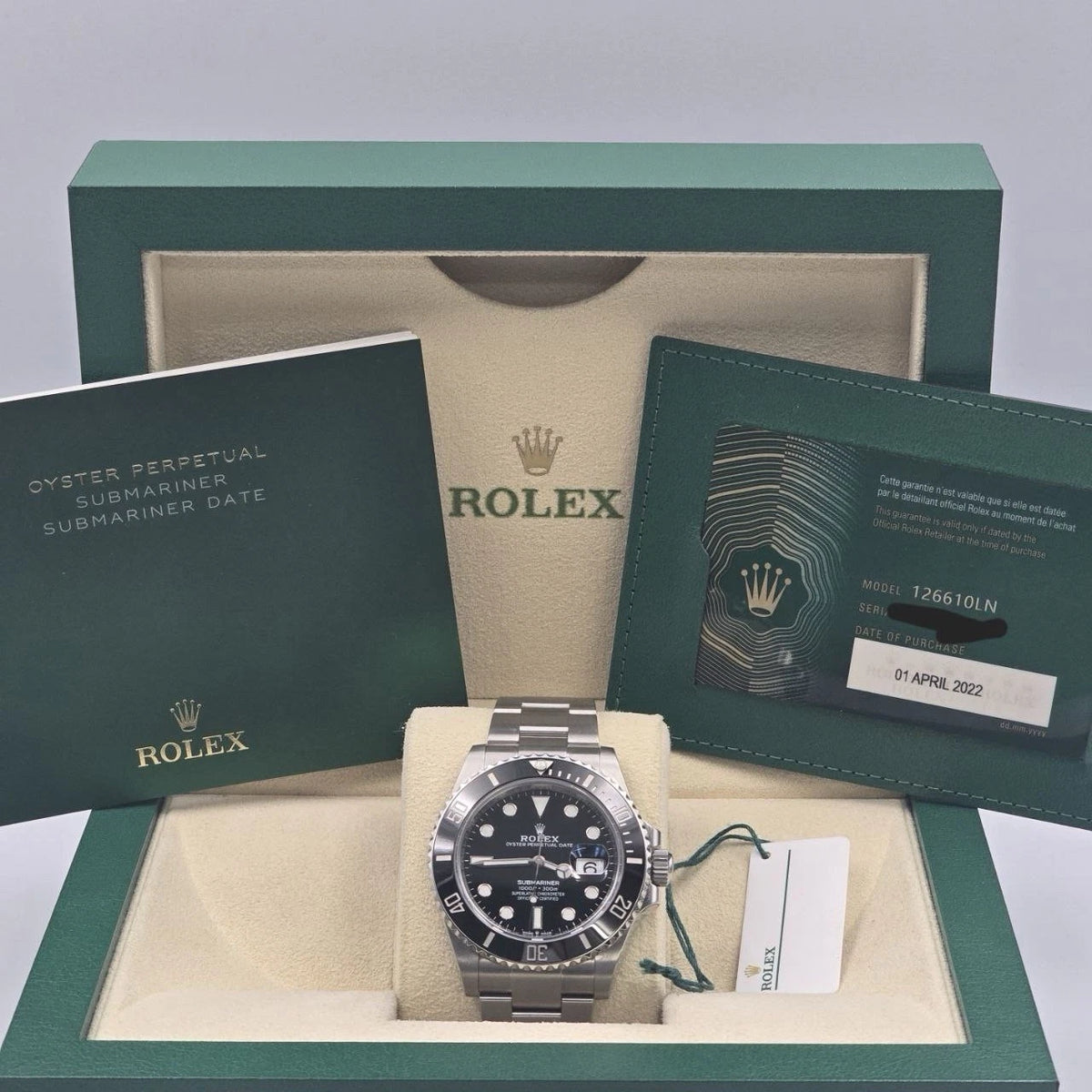 PAPERS 2022 Rolex Submariner Date 41mm Black Ceramic 126610LN Watch BOX