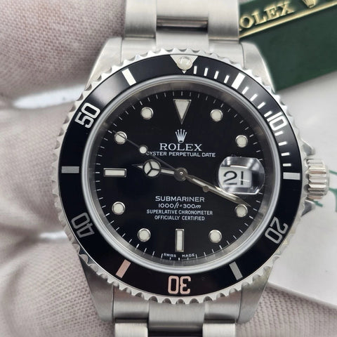 PAPERS 2004 Rolex Submariner Date 16610 Black Dial Stainless Steel Oyster 40mm