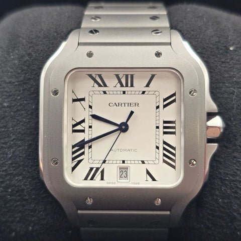 PAPERS 2025 Cartier Santos Steel White Dial 40mm Titanium Watch WSSA0089 BOX