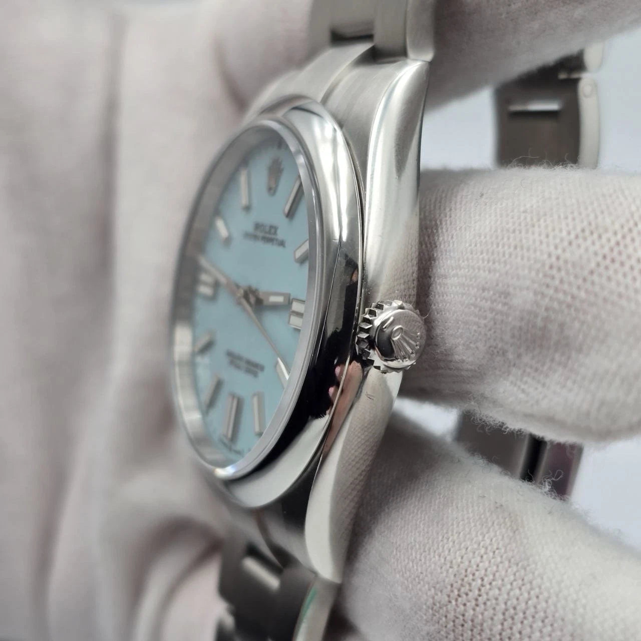 2022 PAPERS Rolex Oyster Perpetual 41mm Turquoise Tiffany Blue Steel 124300 BOX