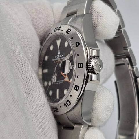 PAPERS 2019 MINT Rolex Explorer II Black Orange Steel 42mm Watch 216570 BOX