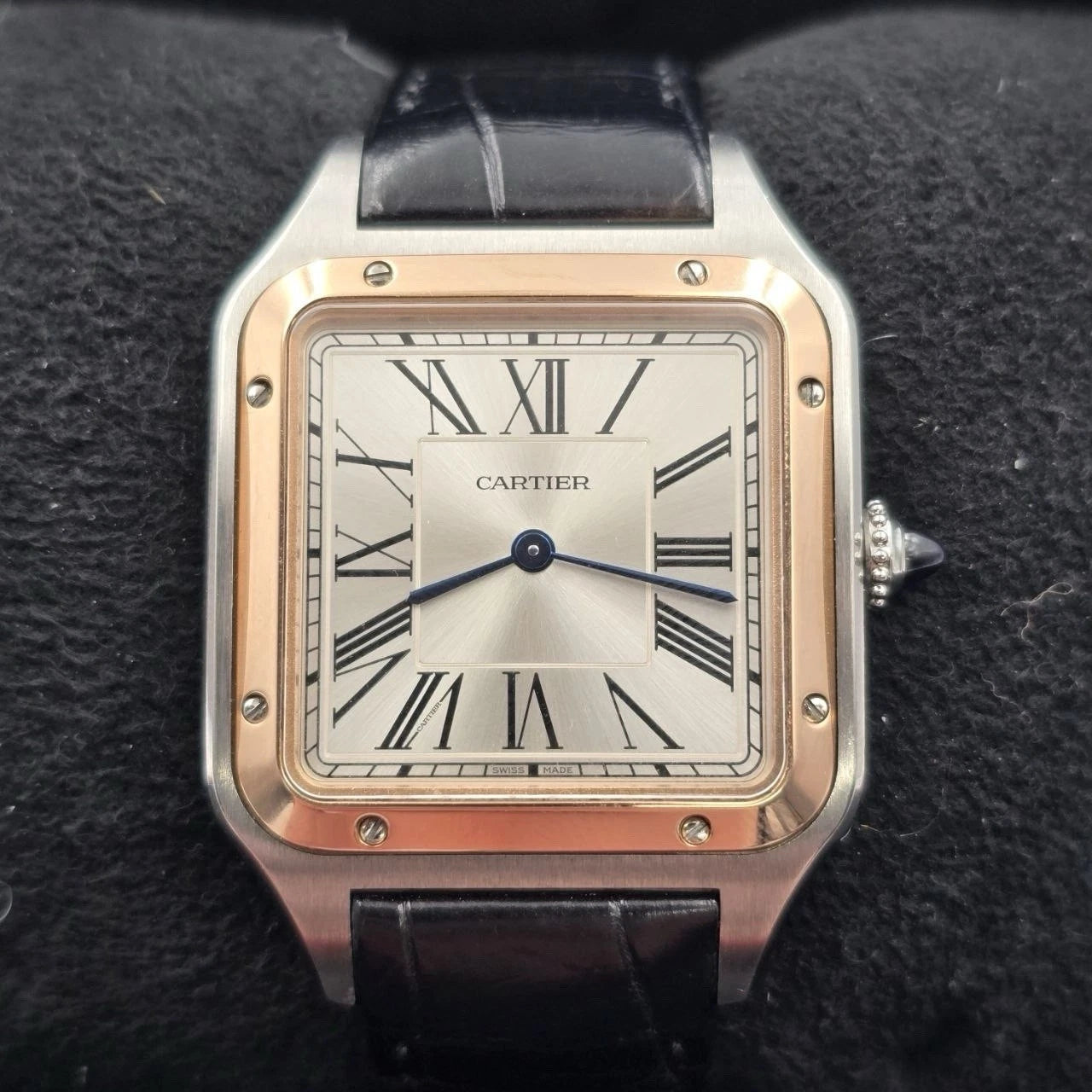 PAPERS Cartier Santos Dumont 31mm Rose Gold Steel White Dial Watch W2SA0011 BOX