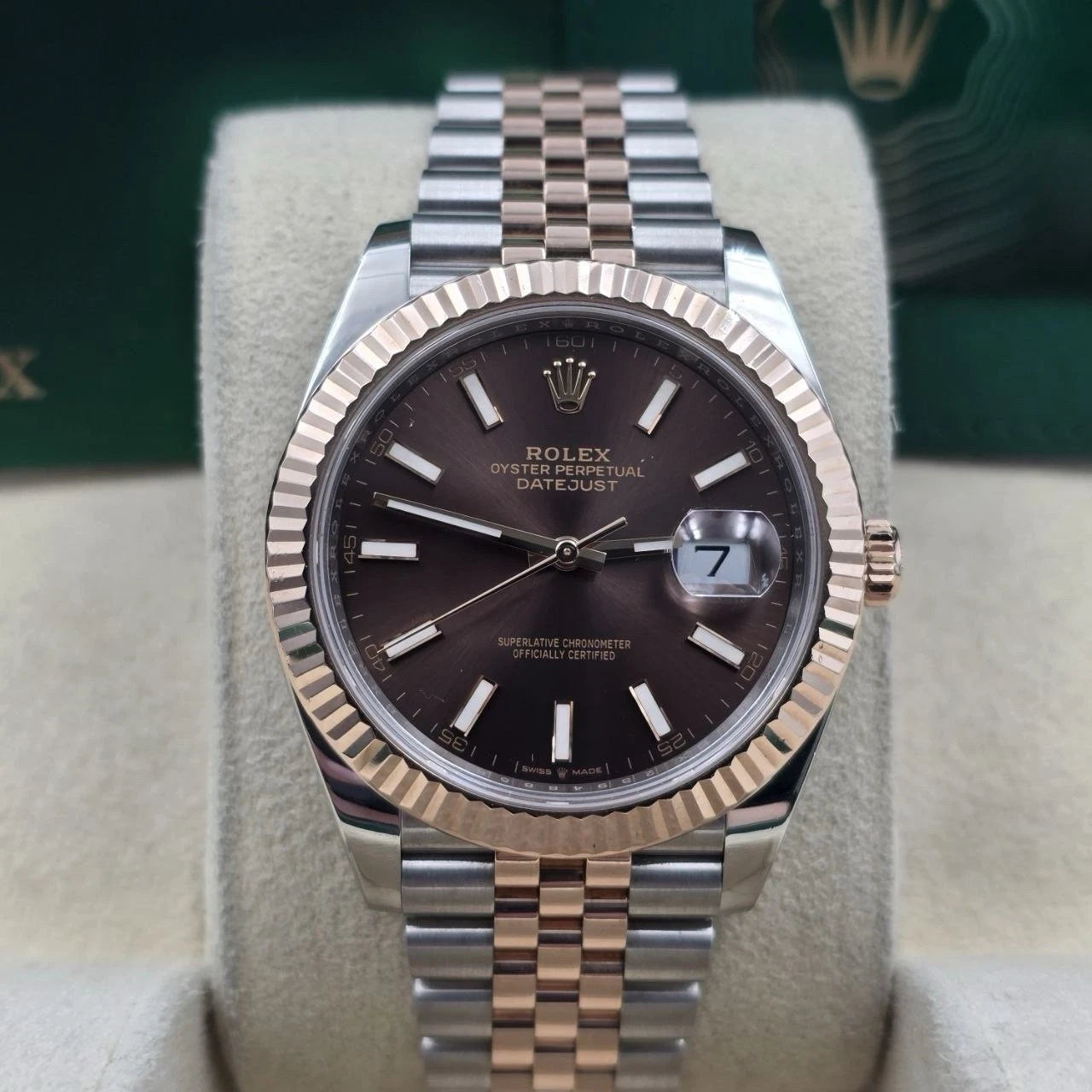 2022 PAPERS Rolex Datejust 41mm 126331 Two-Tone Rose Chocolate Dial Jubilee BOX