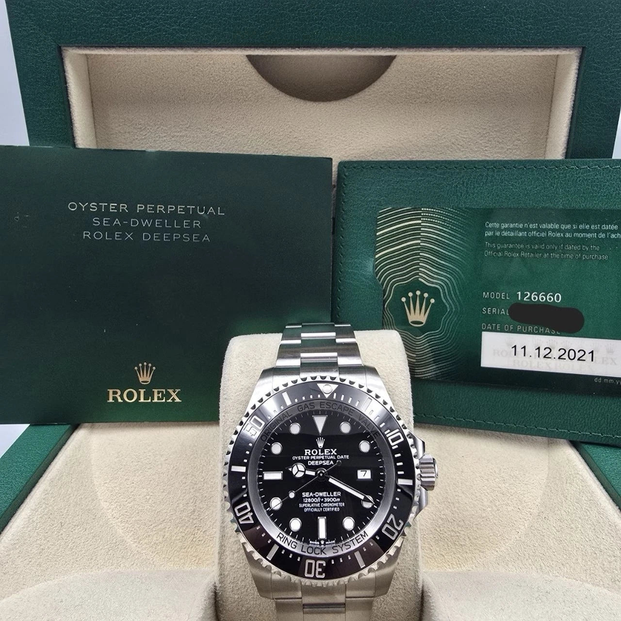 2021 PAPERS Rolex Sea-Dweller Deepsea Black 44mm Stainless Ceramic 126660 BOX