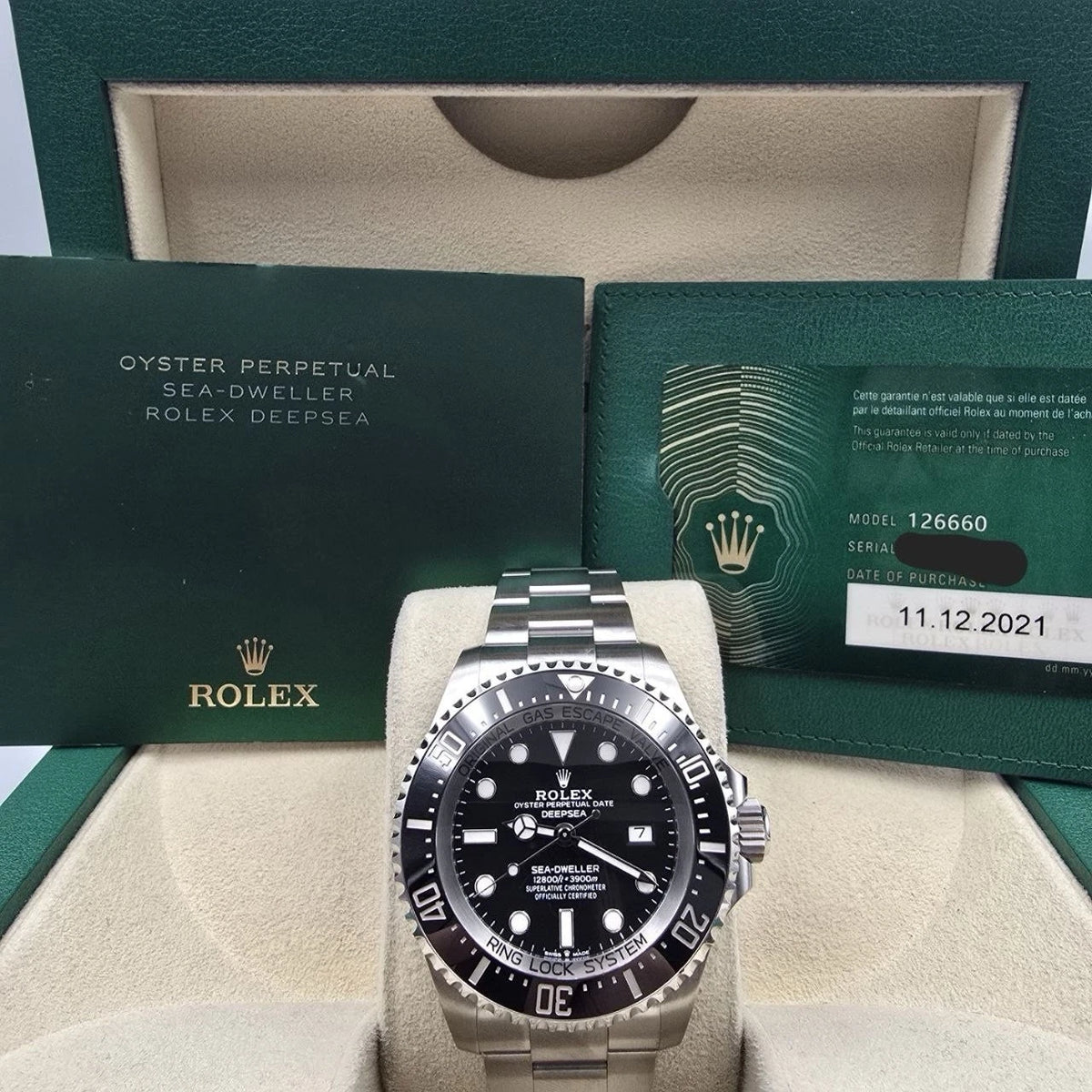 2021 PAPERS Rolex Sea-Dweller Deepsea Black 44mm Stainless Ceramic 126660 BOX