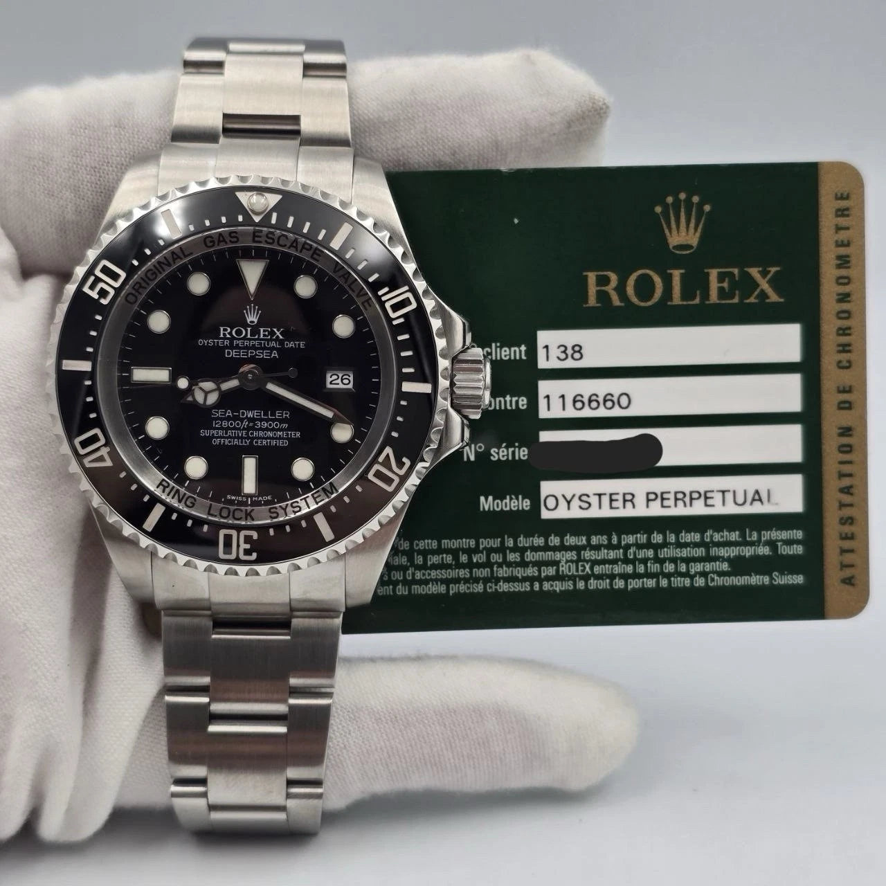 2009 PAPERS Rolex Sea-Dweller Deepsea 44mm Black Ceramic Steel Dive Watch 116660