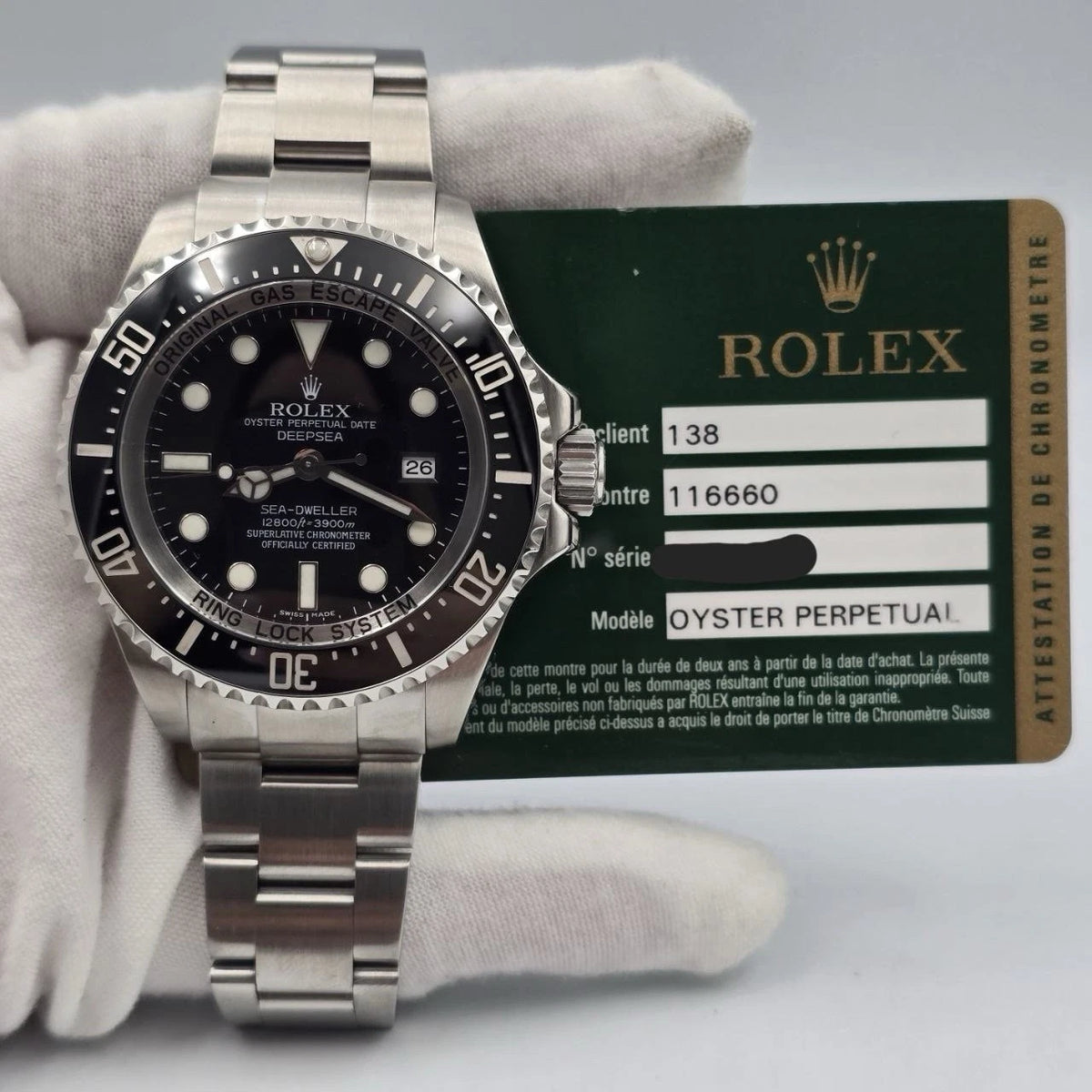 2009 PAPERS Rolex Sea-Dweller Deepsea 44mm Black Ceramic Steel Dive Watch 116660