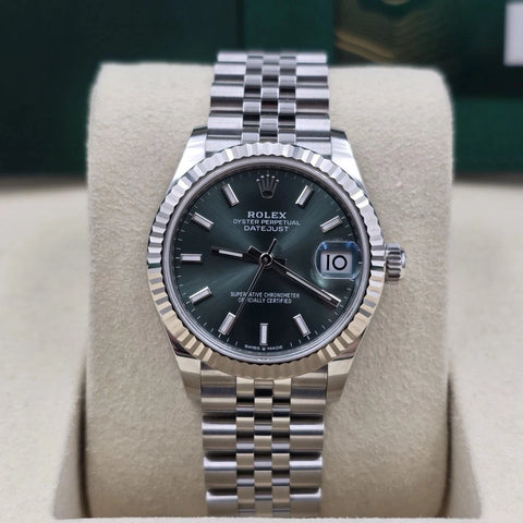 NEW 2025 Rolex Datejust 31mm Mint Green Stainless Steel Jubilee Fluted 278274