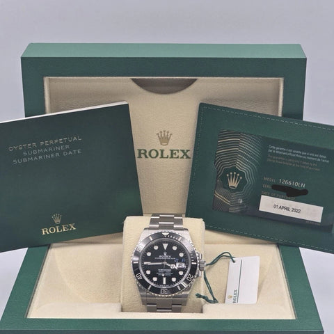 PAPERS 2022 Rolex Submariner Date 41mm Black Ceramic 126610LN Watch BOX