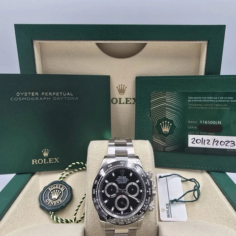 2023 PAPERS Rolex Daytona 116500LN Black Dial Ceramic 40mm Steel Watch BOX