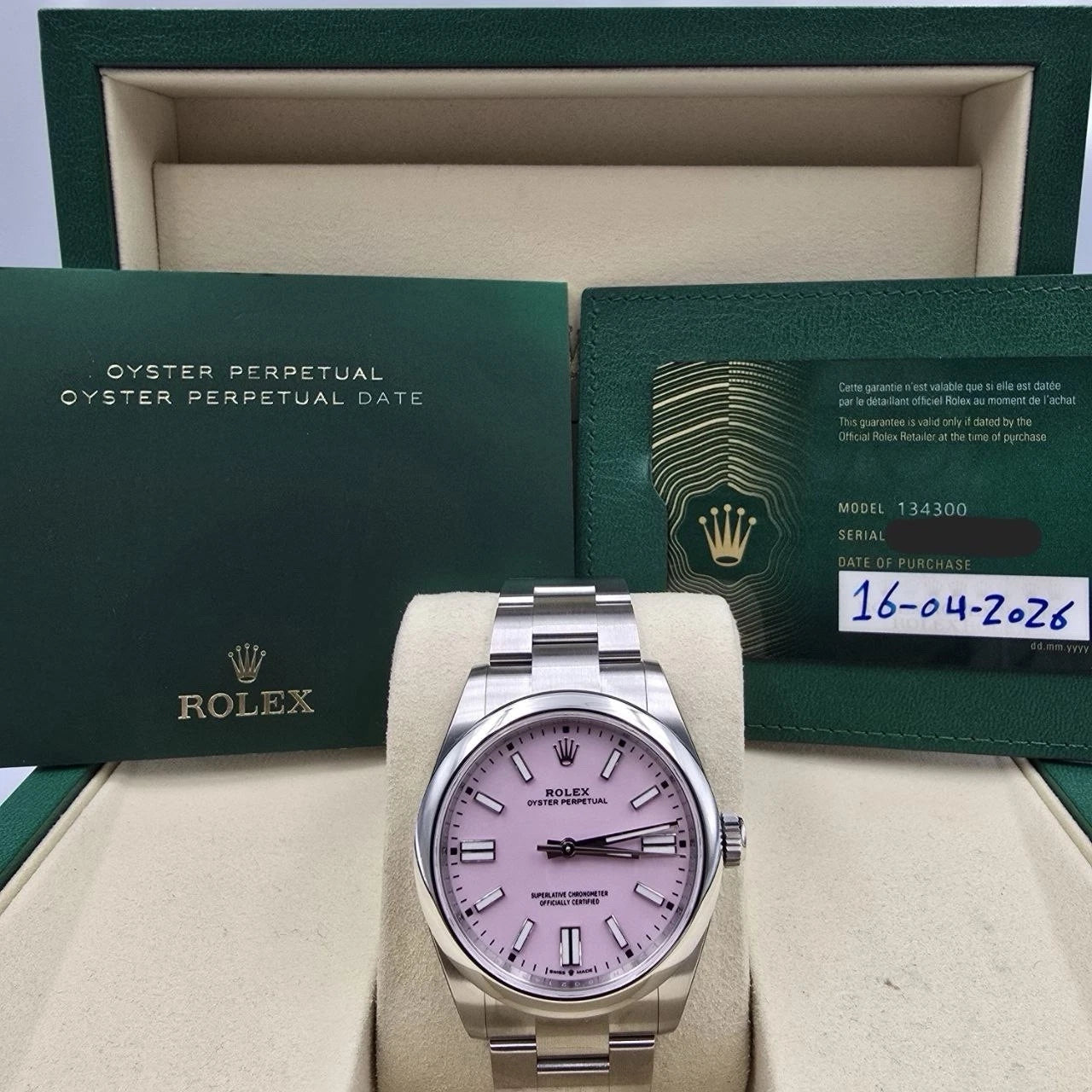 NEW STICKERED 2026 Rolex Oyster Perpetual Steel 41mm 134300 Candy Pink Dial