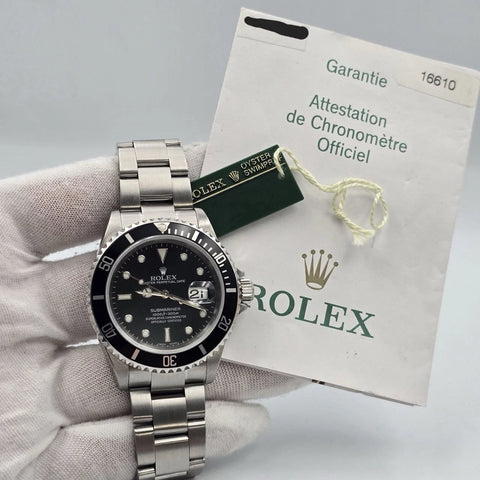 PAPERS 2004 Rolex Submariner Date 16610 Black Dial Stainless Steel Oyster 40mm